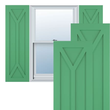 True Fit PVC San Carlos Mission Style Fixed Mount Shutters, Lilly Pads, 12W X 40H